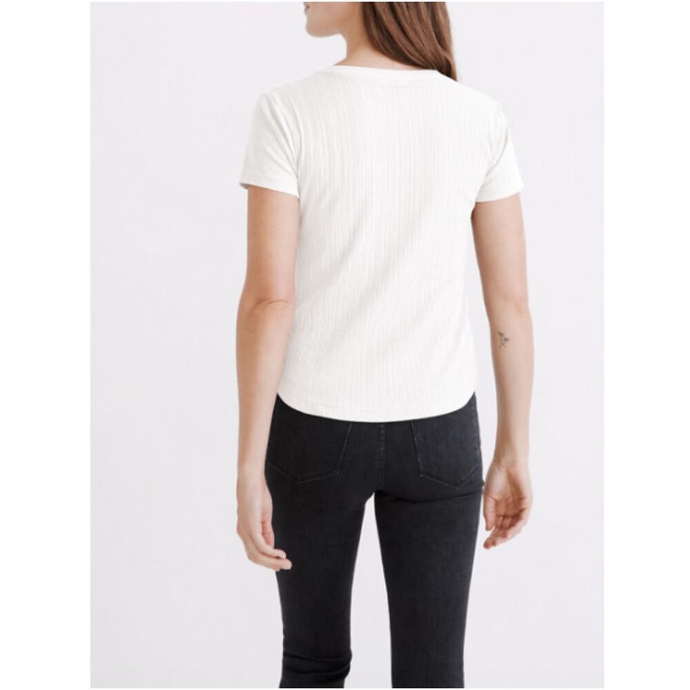 NWT Madewell Women's Lighthouse Pointelle Button-Front Slim Tee Size S - Picture 2 of 8